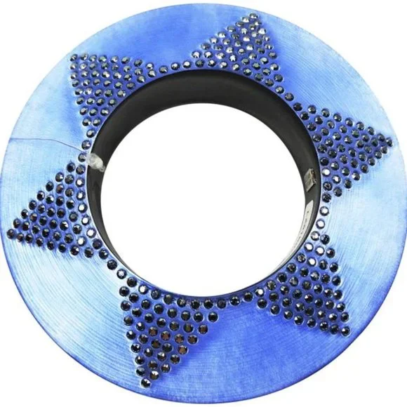 ALEXIS BITTAR Blue Lucite Silver Swarovski Crystal Wide Bangle Bracelet - Picture 1 of 9